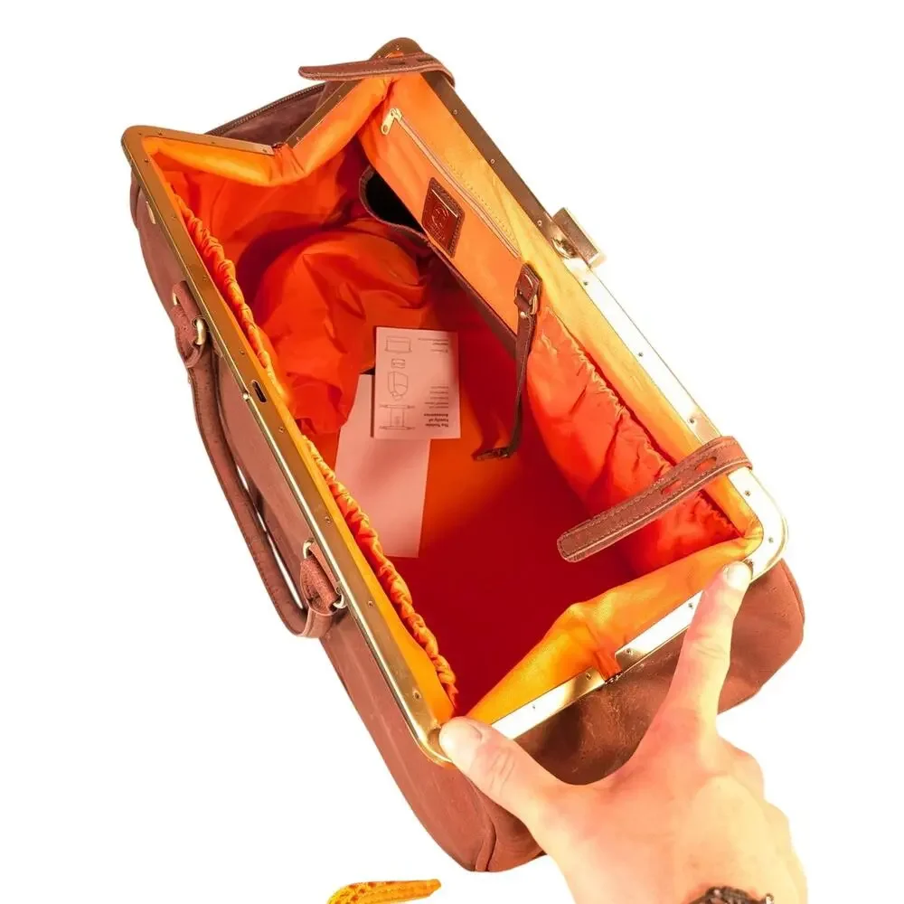 $568 Laflore Paris Trolala Carry-on Bag Cognac Color Cork Brass + Packing Cubes